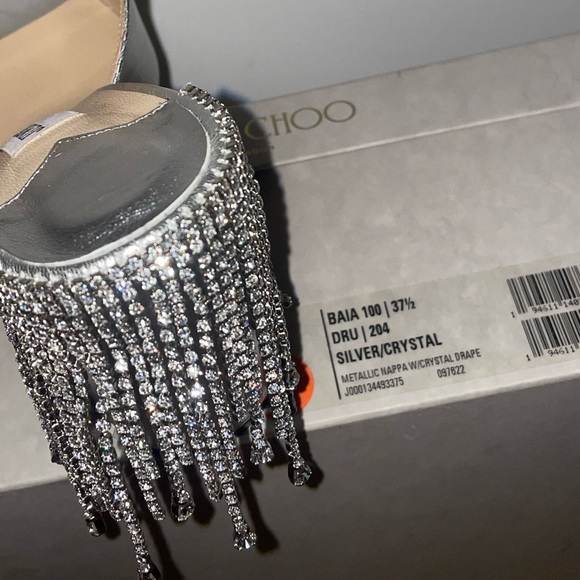 JIMMY CHOO
Baia 100 crystal-embellished metallic leather mules (SILVER) - Picture 8 of 10